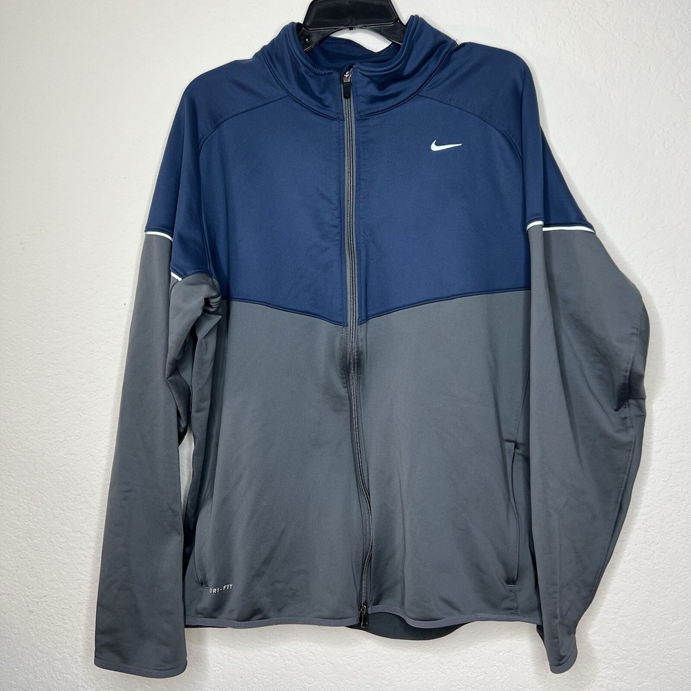 Nike Dri-Fit Full Zip Jacket Mens XL Blue Fleece Lined